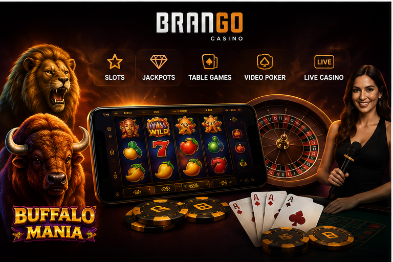 Brango Casino mobile games including slots roulette and live casino