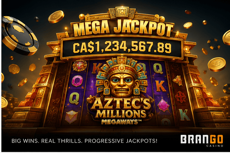 Brango progressive jackpot slot game with big win prize display