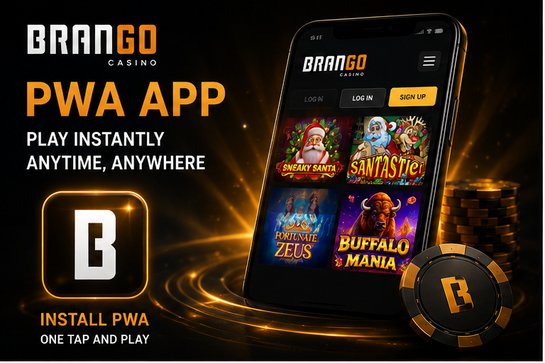 Brango Casino PWA app on a mobile phone