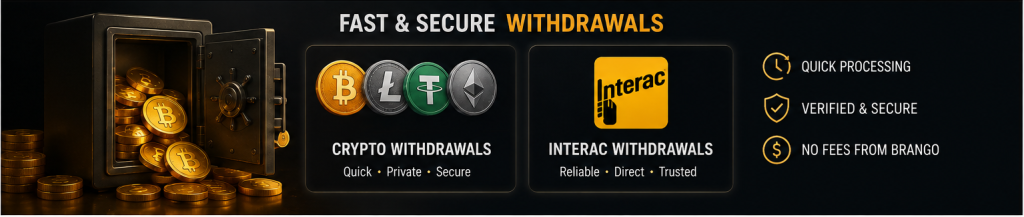 Brango Casino withdrawal methods with crypto and Interac payments